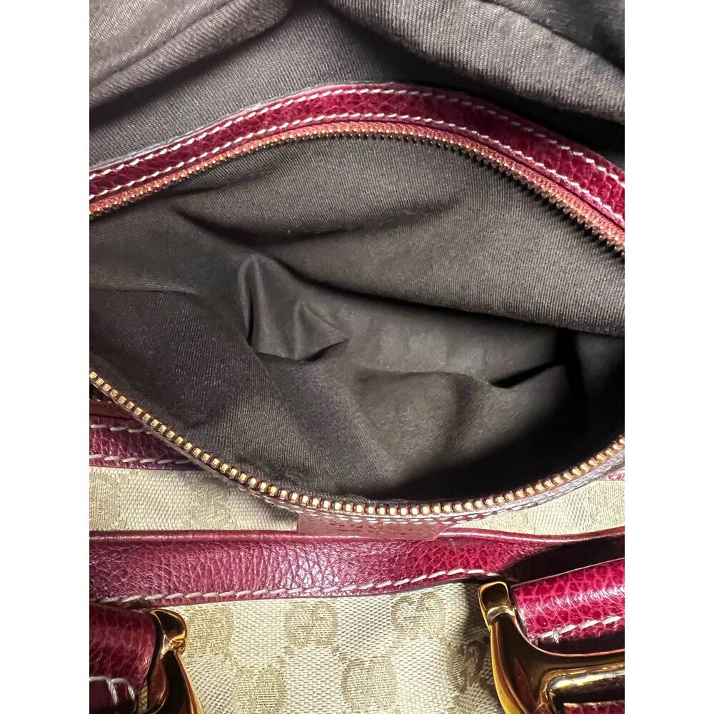 Gucci Aviatrix Monogram Medium Boston Bag - Bordeaux - Picture 14 of 15